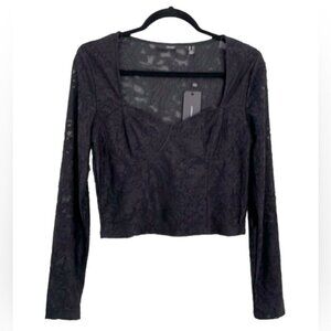 Vero Moda Black Lace Long Sleeve Top NWT